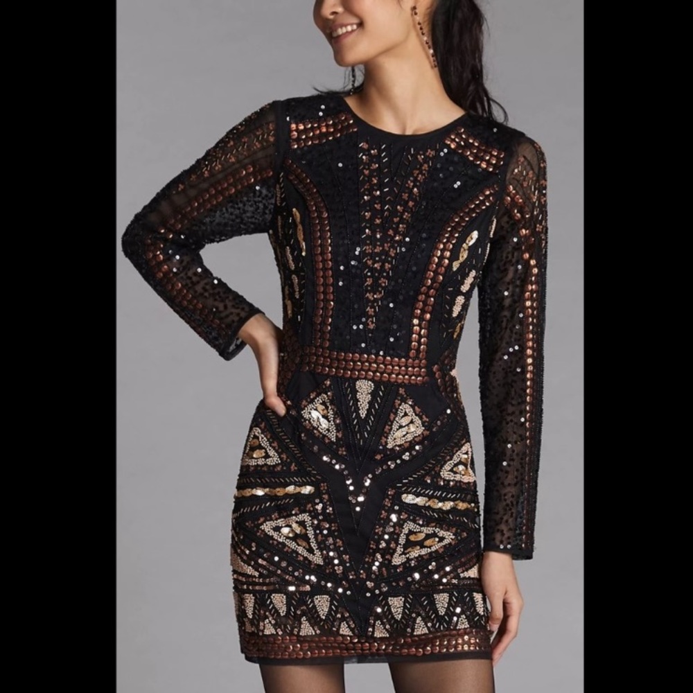 NWT Anthropologie Let Me Be Beaded Mini Dress Size S